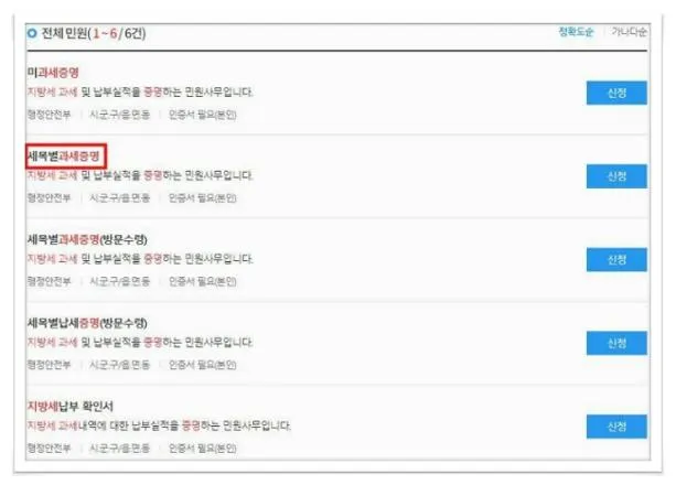 재산세 과세증명서