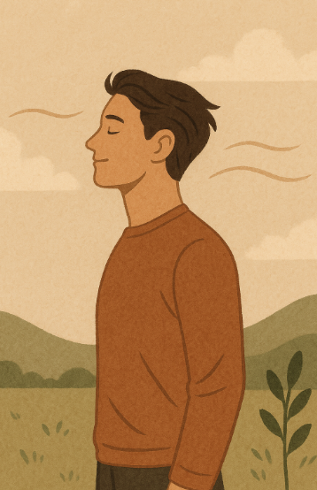 바람이 불어도 흔들리지 않고 중심을 지키며 서 있는 사람 사진