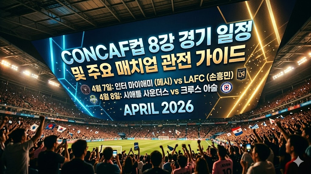 꽉 찬 관중석과 화려한 조명 아래 결전의 날짜(APRIL 2026)가 크게 적힌 전광판 이미지. 배경에는 각 팀의 엠블럼들이 대치하고 있는 긴장감 넘치는 경기장 전경.