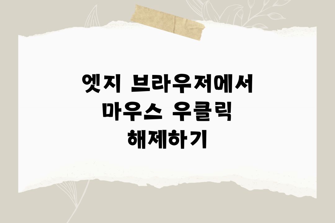 엣지 브라우저에서 마우스 오른쪽 버튼 클릭 해제하기 (드래그프리 드래그 &amp; 우클릭 해제 확장 기능)