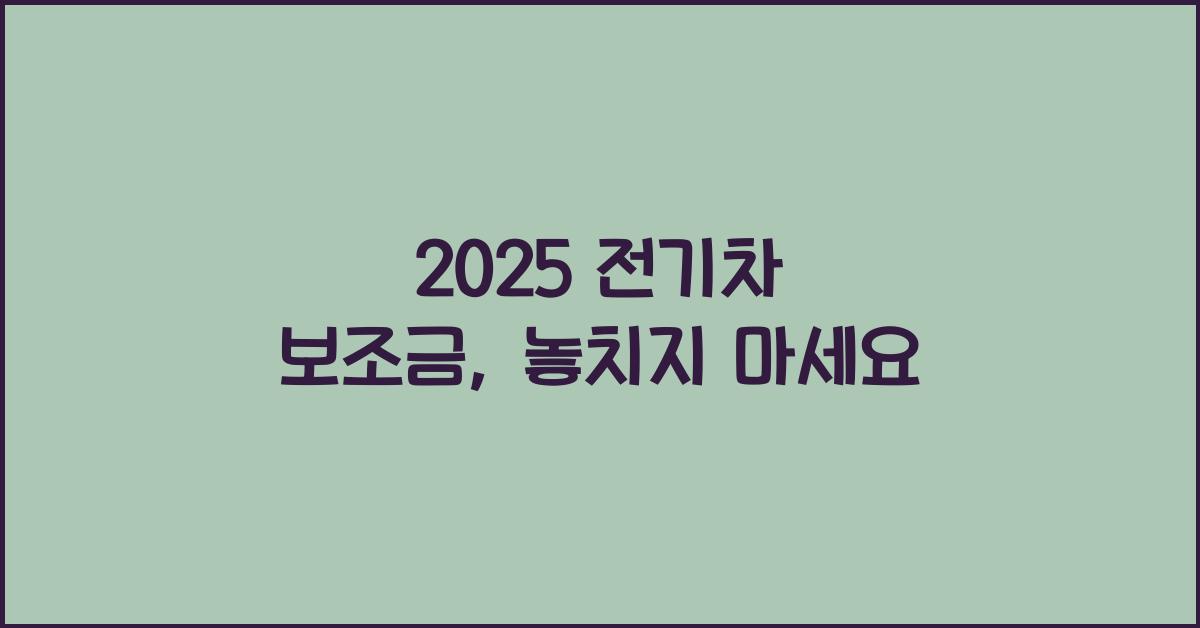 2025 전기차 보조금