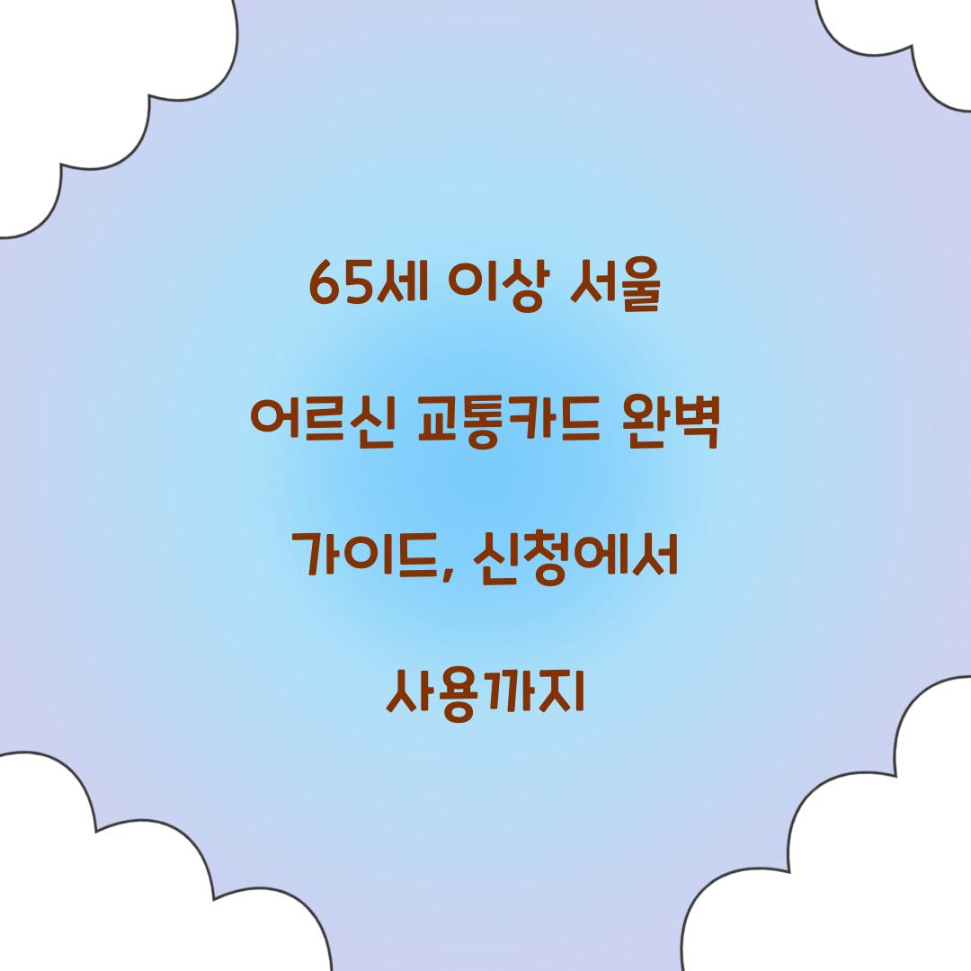 65세 이상 서울 어르신 교통카드