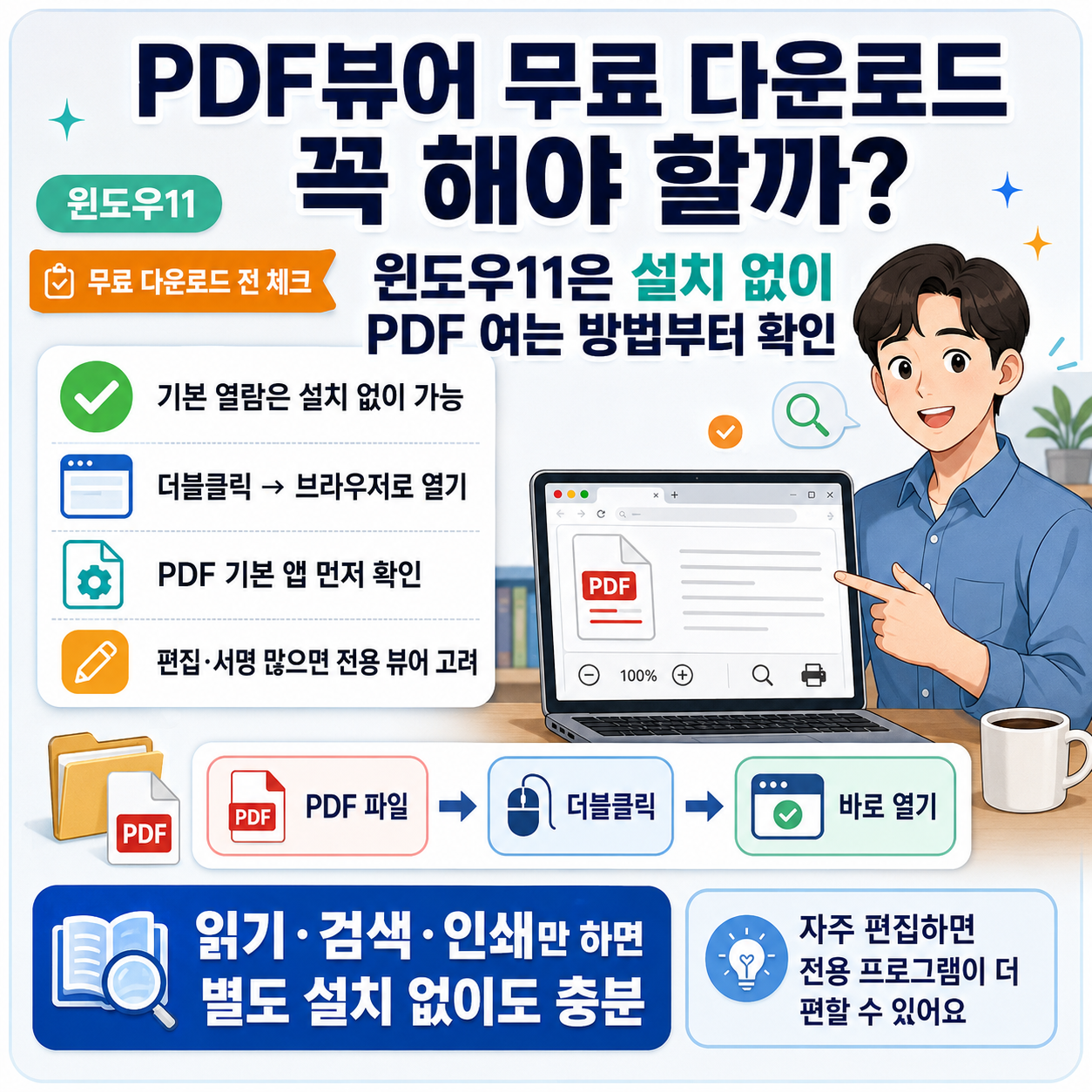 PDF뷰어 무료 다운로드 꼭 해야 할까? 윈도우11은 설치 없이 PDF 여는 방법부터 확인