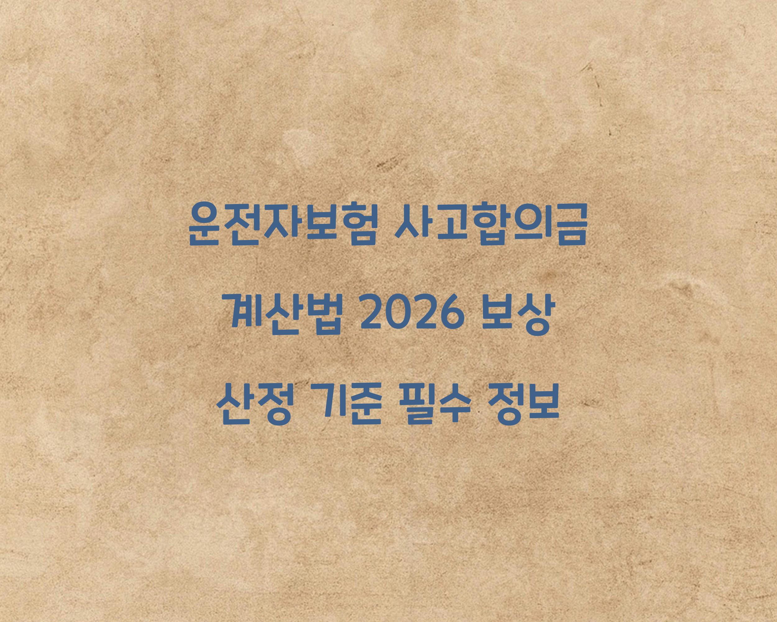 운전자보험 사고합의금 계산법