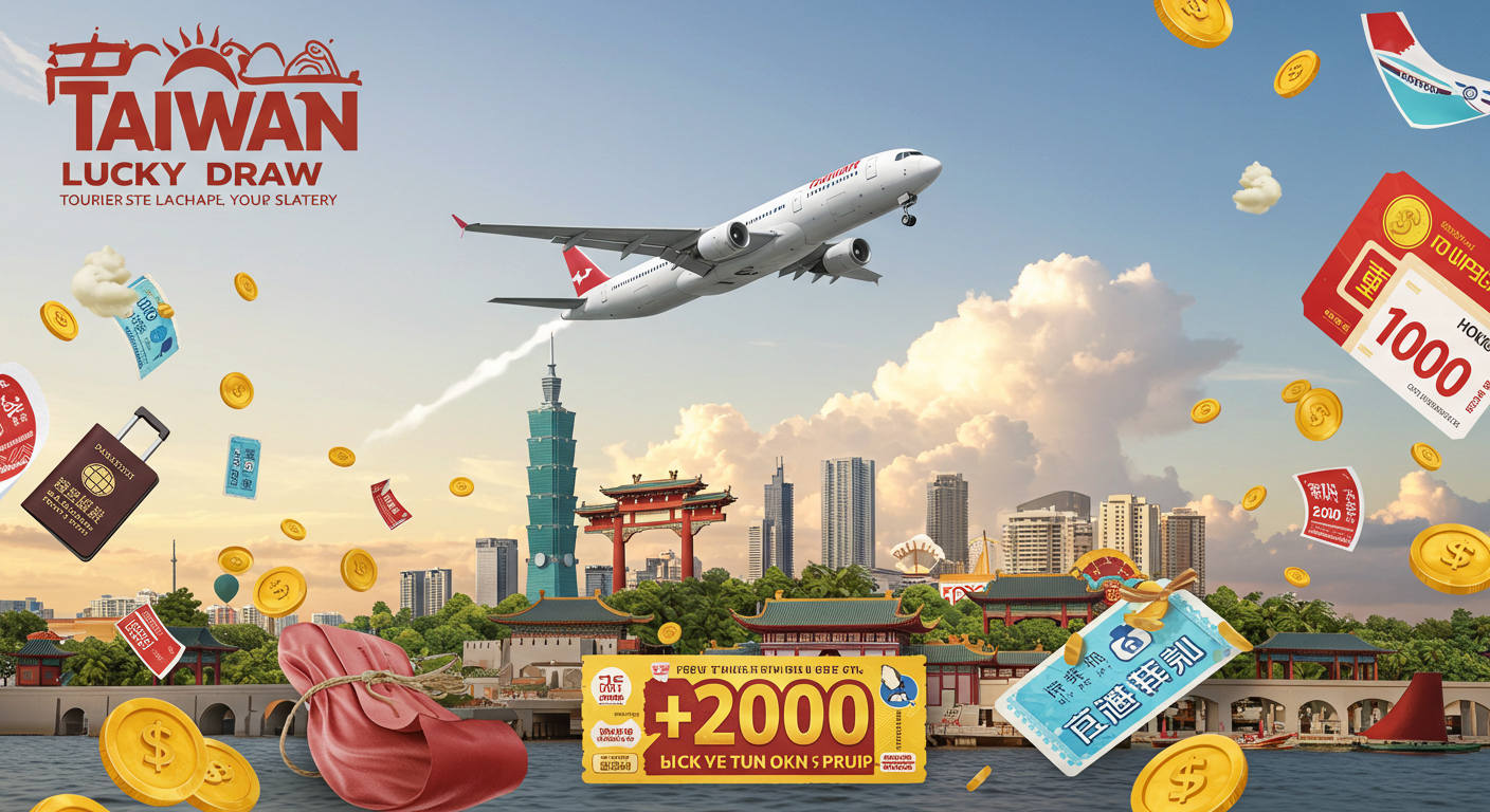 대만 럭키드로우 이벤트를 소개하는 홍보 포스터 스타일 이미지