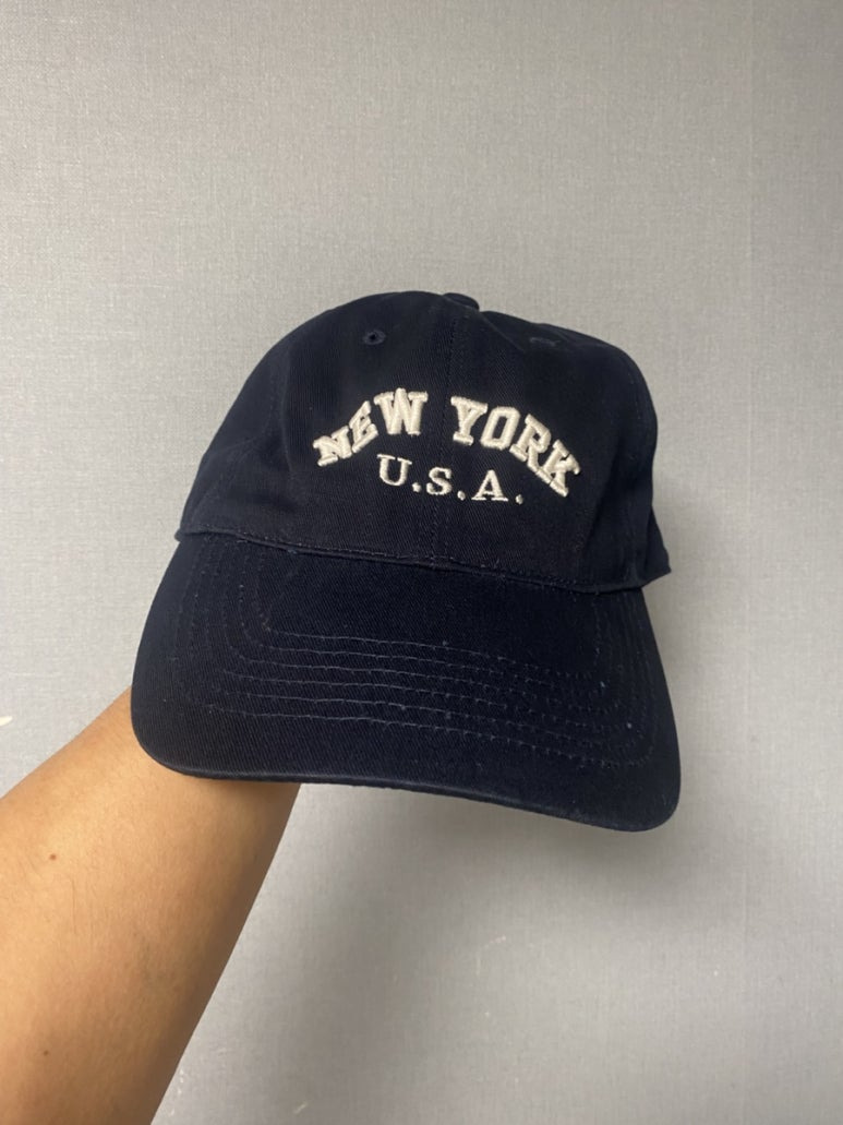 윅 WICK NEW YORK U.S.A 워싱 빈티지 볼캡 모자 야구모자 네이비