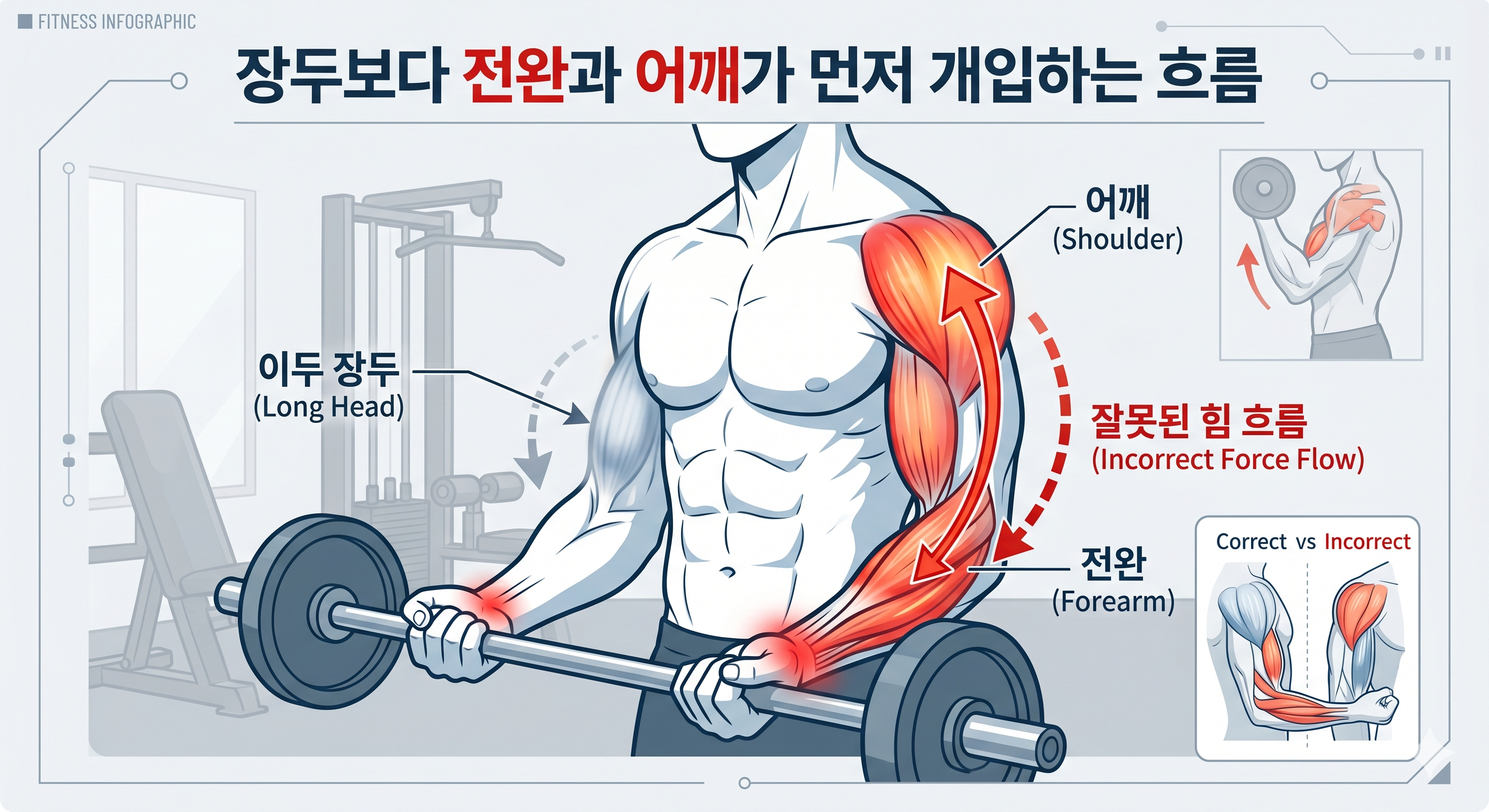 장두보다 전완과 어깨가 먼저 개입하는 흐름