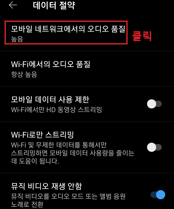 모바일 네크워크에서의 오디오 품질 클릭함