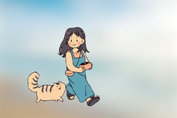 아이가 산책하는 모습