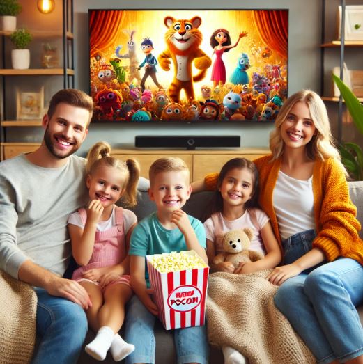 가족이 영화보는 모습