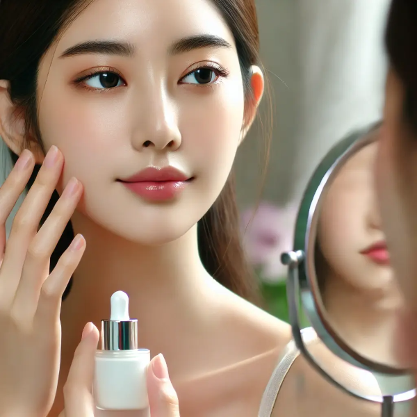 아연 영양을 활용한 스킨케어를 실천하는 동양인 여성의 모습