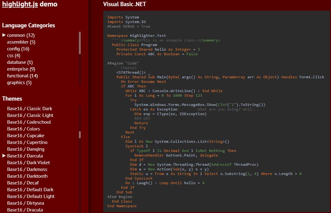 highlight.js theme - Darcula highlight.js theme - Darcula