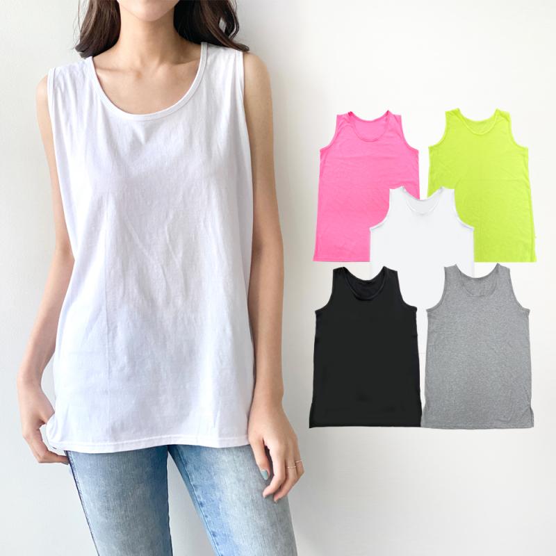 옆트임 레이어드 여성 민소매 롱 나시티 이너 끈 슬리브리스 골지 기본 일자 나시