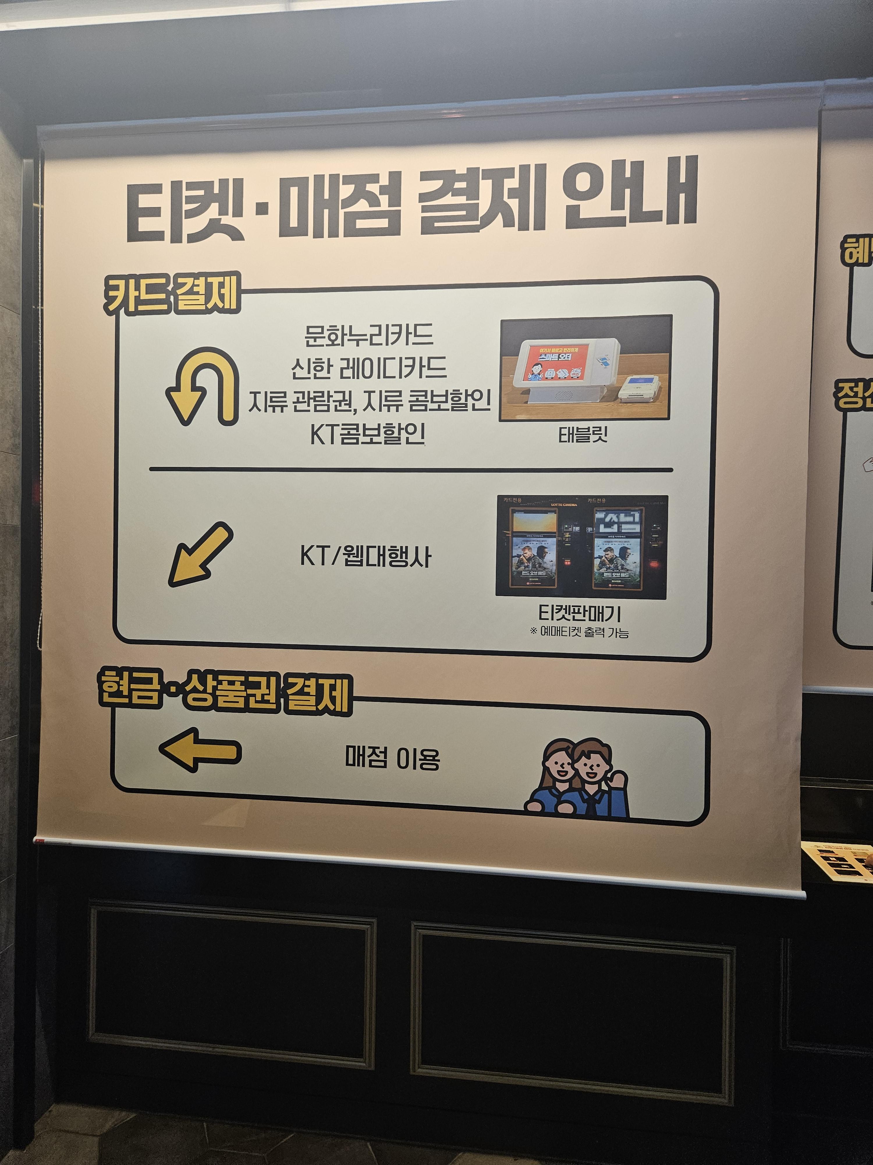 티켓, 매점 결재안내