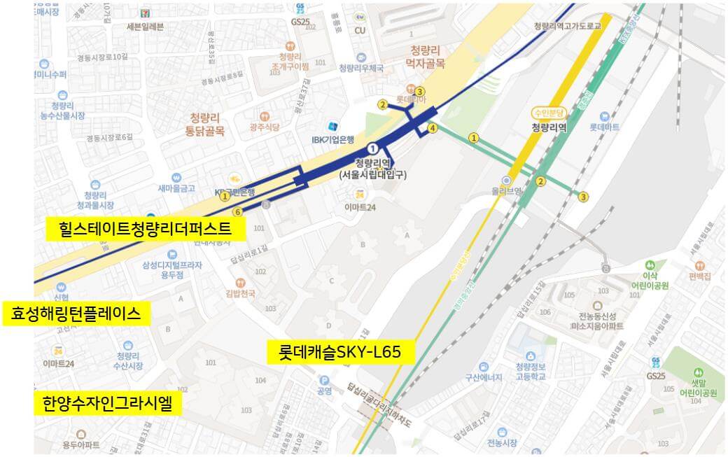 청량리역-주변-입주-예정-아파트-및-주상복합을-나타낸-지도