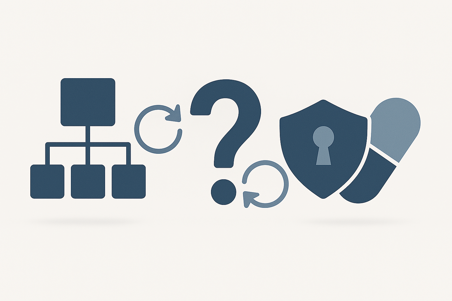 구조 속에서 연결된 세 가지 핵심 원칙의 균형