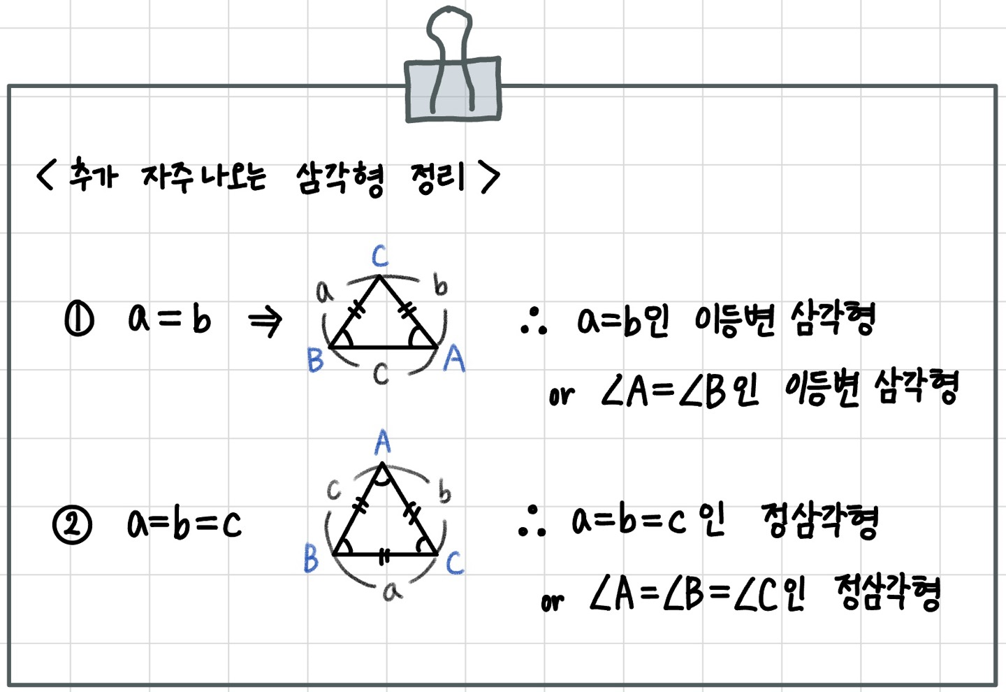 자주 나오는 삼각형 길이와 각 관계