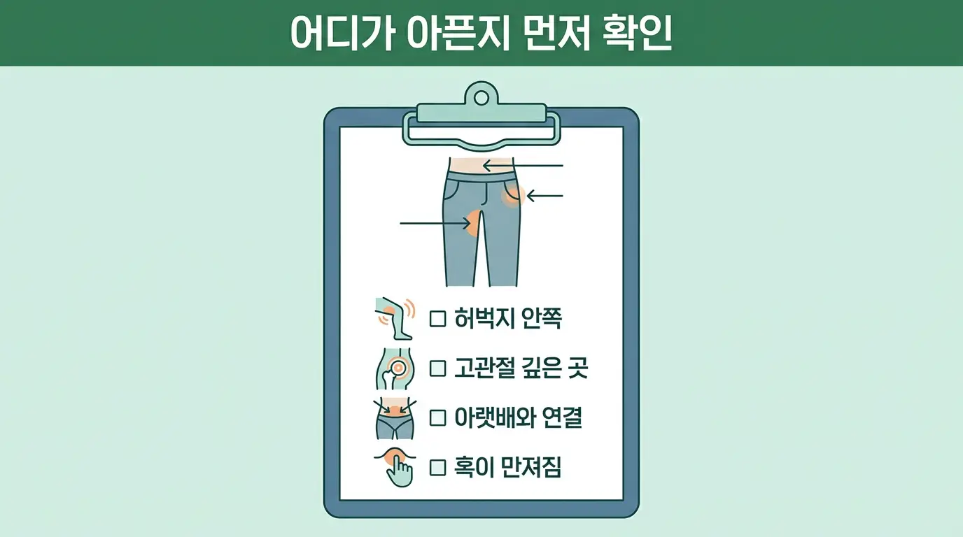 사타구니 통증 위치별 체크