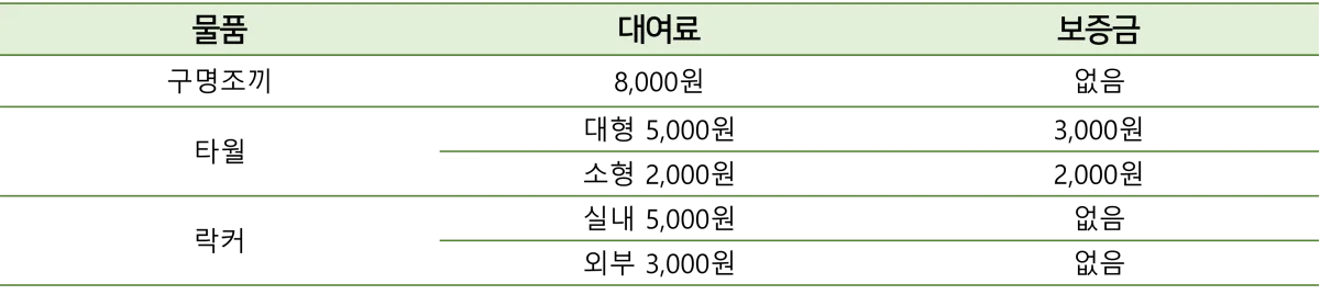 캐리비안베이 대여 비용