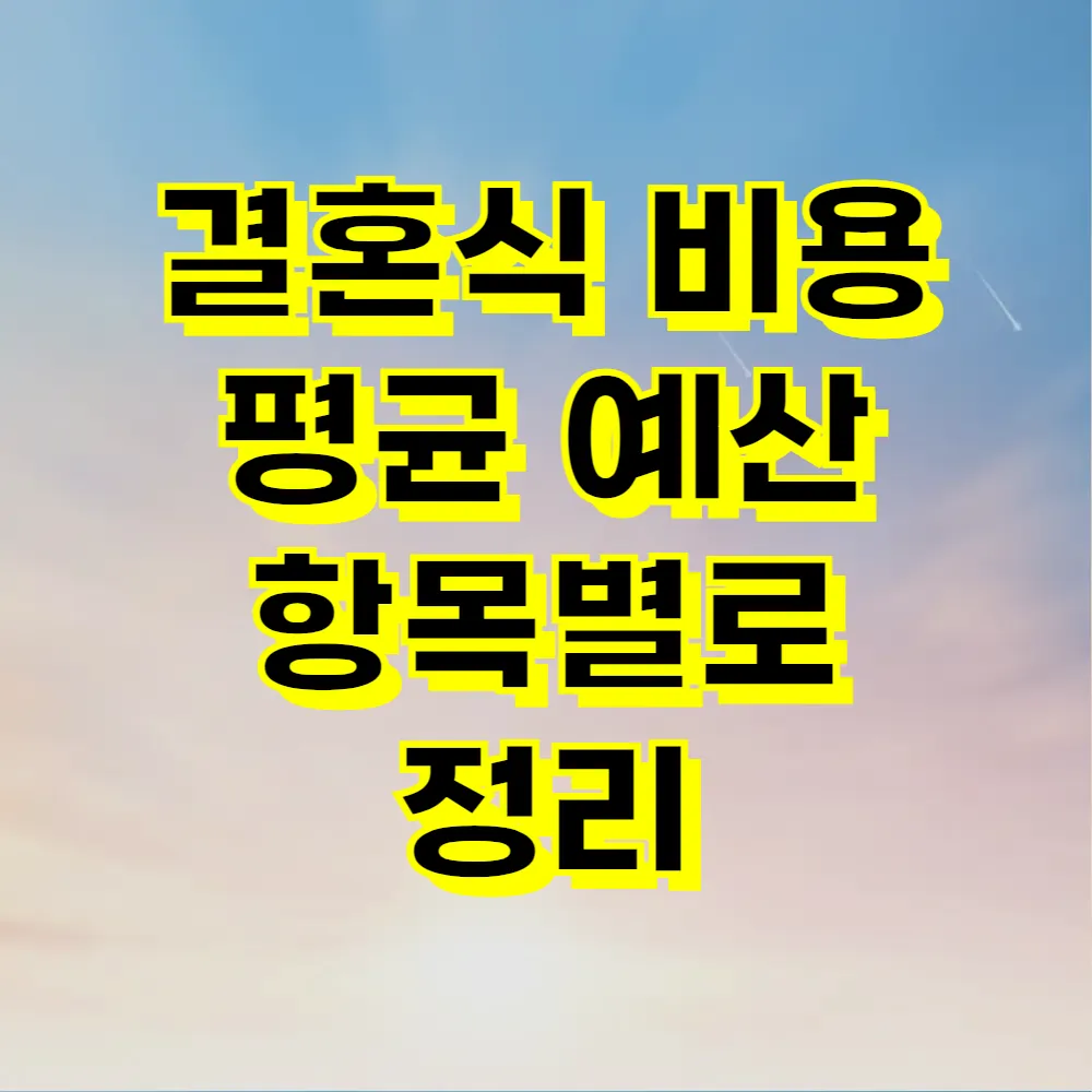 결혼식 비용 평균 예산 항목별로 정리