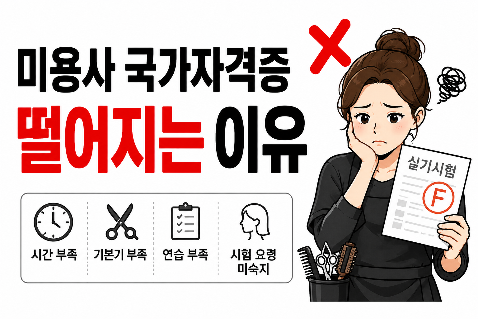 미용사 국가자격증 시험 떨어지는 이유 설명 이미지