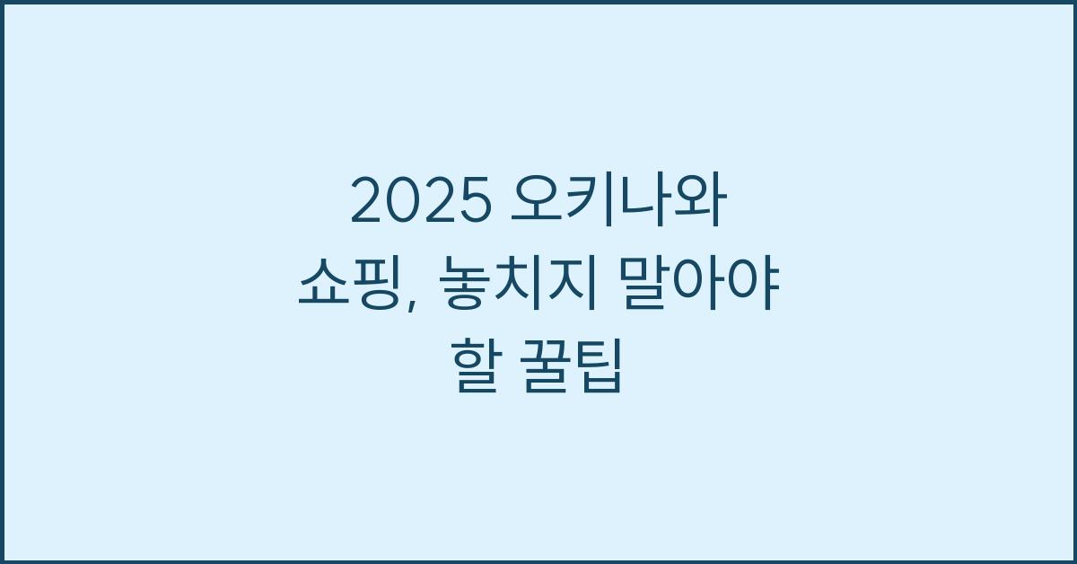 2025 오키나와 쇼핑