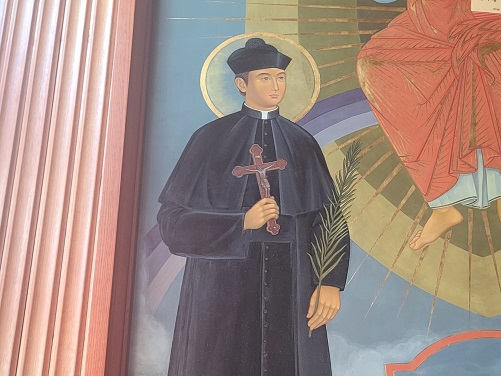 사진은 서울 가톨릭대학교 성신교정 성당 안에 있는 성 김대건 안드레아 신부님 그림입니다.