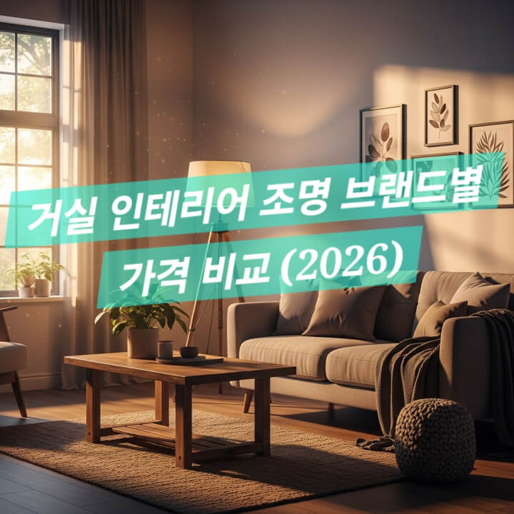 따뜻한 분위기의 거실에 배치된 인테리어 스탠드 조명과 2026년 가격 비교 가이드 메인 이미지