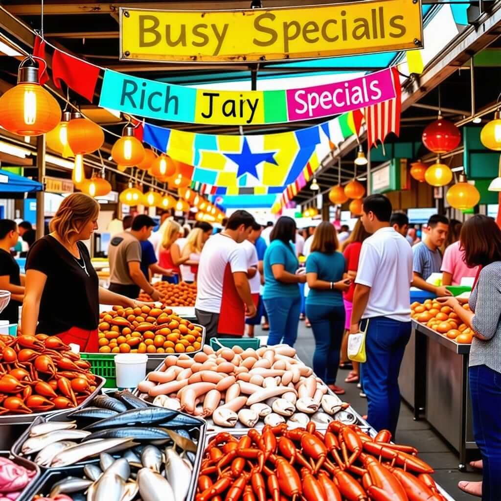 활기 넘치는 전통시장 수산물 코너 사진