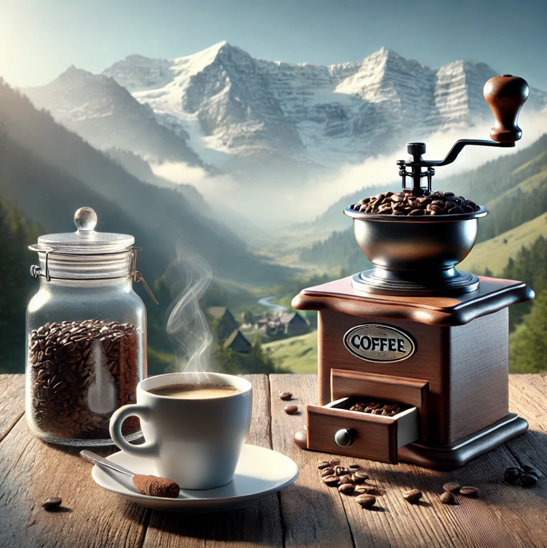 커피 원두와 기구들