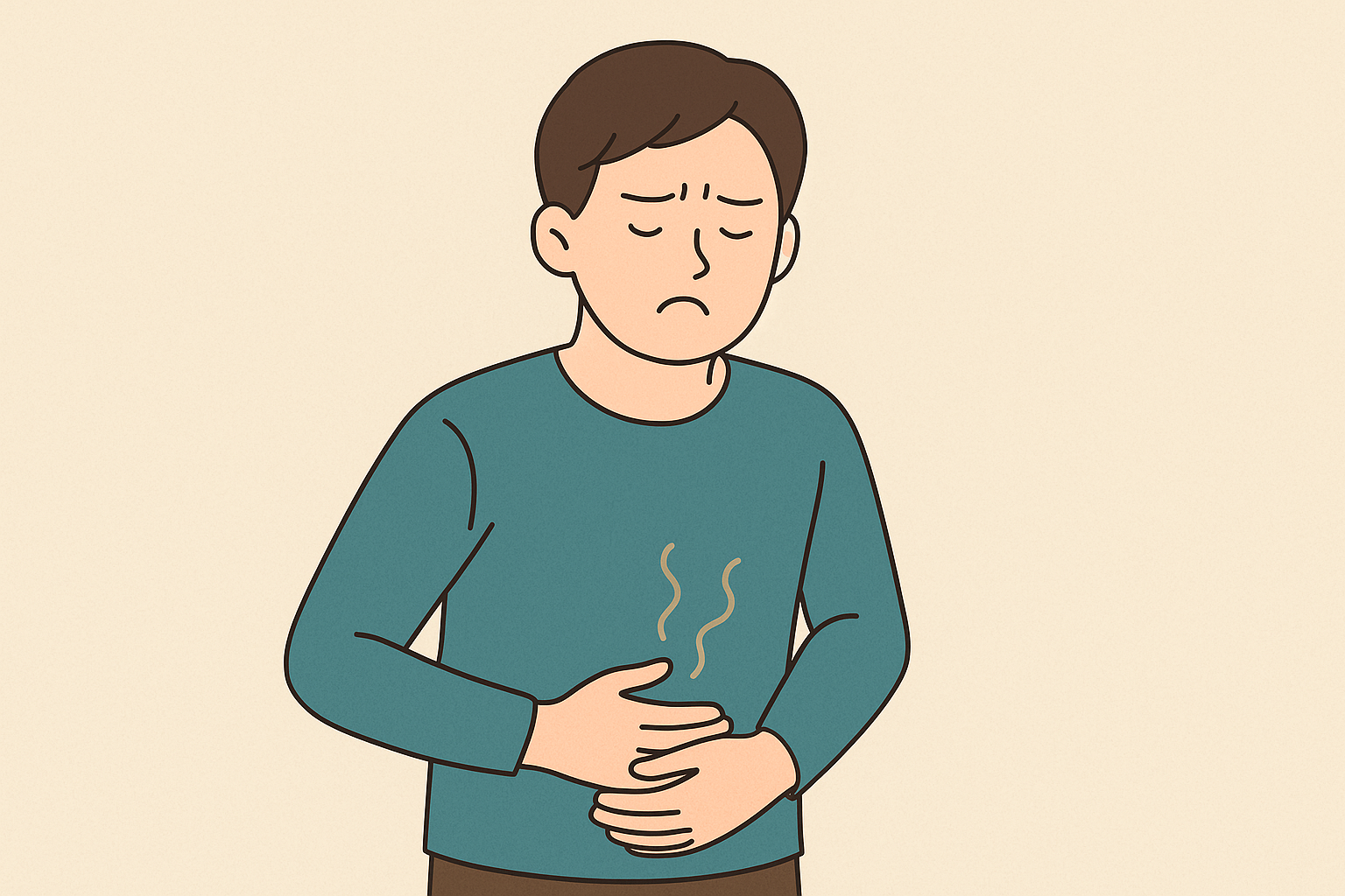 배에 가스가 찬 남성