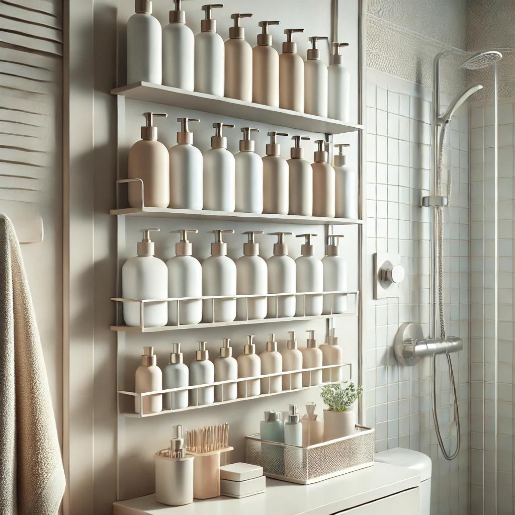 욕실 샴푸통 정리