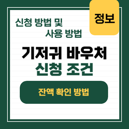 기저귀 바우처 신청 조건 및 잔액 확인 방법 정리한 도표사진 입니다.