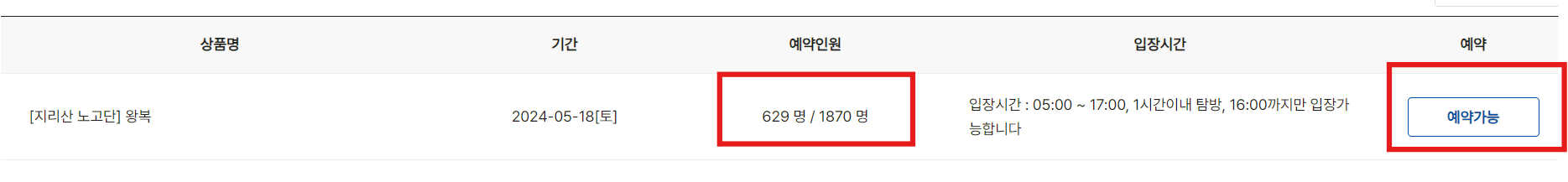 노고단탐방예약
