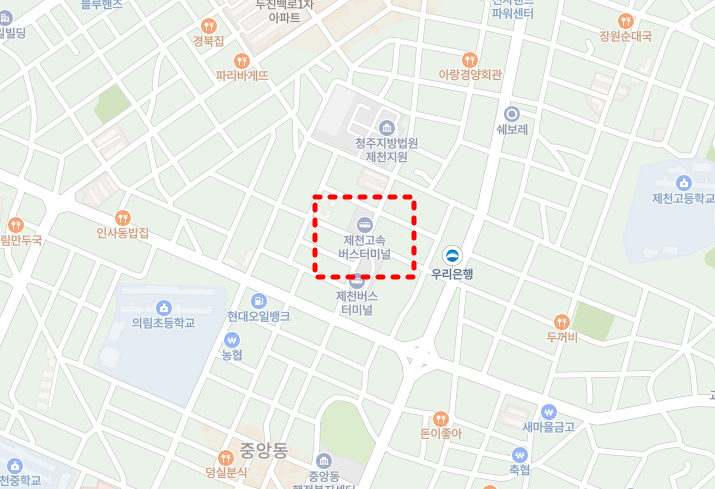 제천고속버스터미널 위치-지도