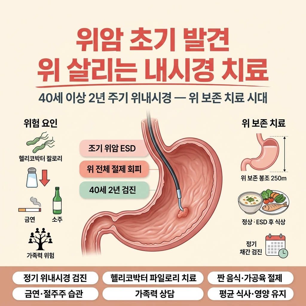 위암 초기 발견, 내시경으로 위 살리는 치료법