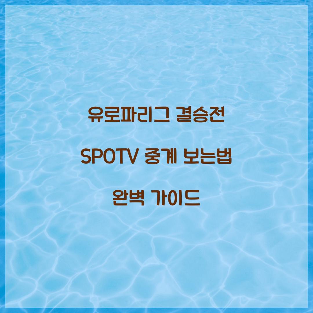 유로파리그 결승전 SPOTV 중계 보는법
