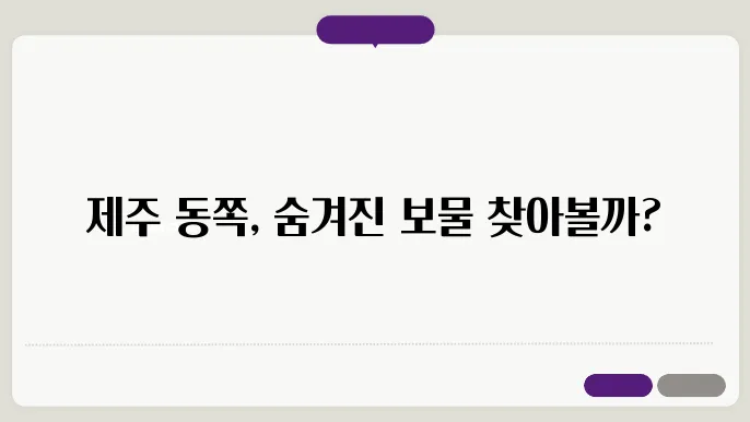 제주 동쪽 여행 추천코스