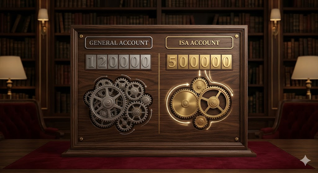 ISA의 비과세 및 분리과세 혜택을 일반 계좌와 비교한 도표 이미지 / A diagram comparing the tax-free and separate taxation benefits of ISA with a regular account.