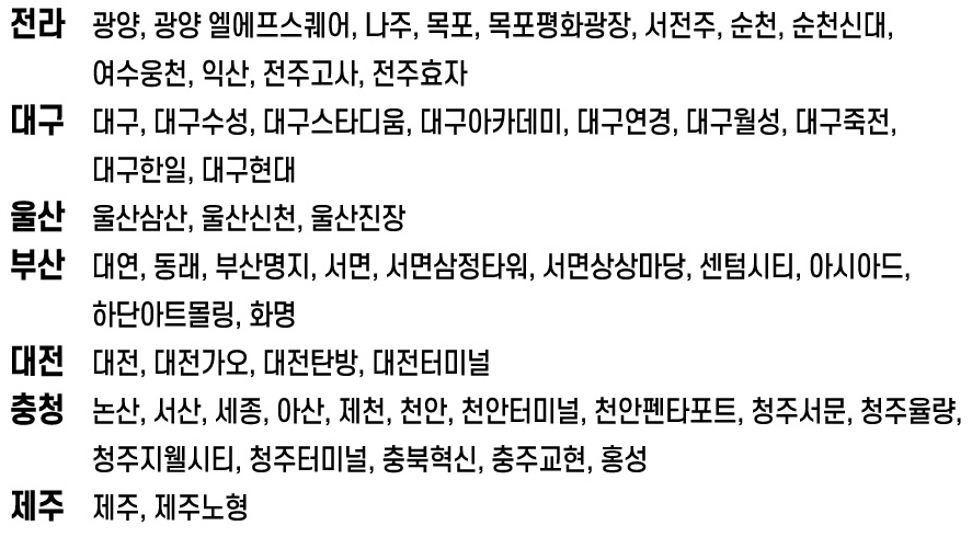 CGV 2024년 짱구캘린더 판매극장 목록