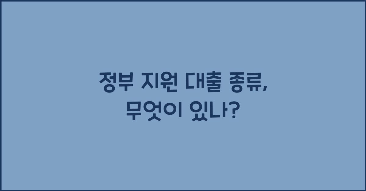 정부 지원 대출 종류