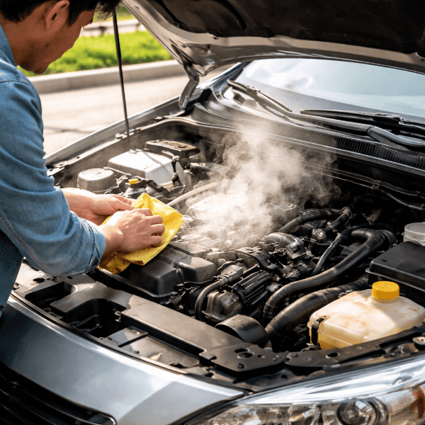 엔진 과열 초기 점검 장면