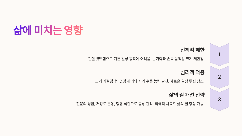 류마티스 관절염이 삶에 미치는 영향: 장점과 단점