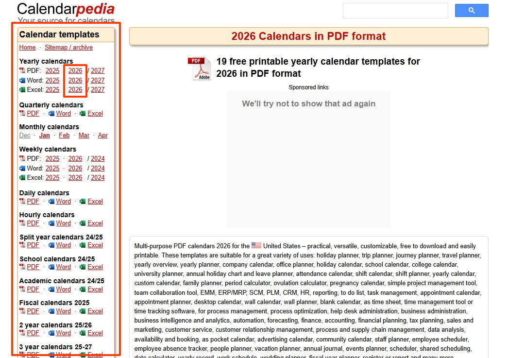 2026년 달력 엑셀