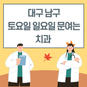 대구 남구 토요일 일요일 치과 진료 문여는 병원 리스트