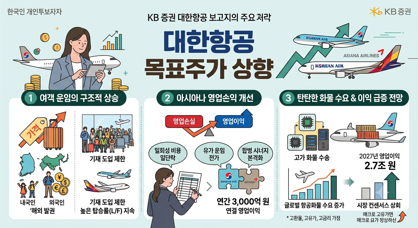 대한항공 목표주가 (운임, 아시아나, 화물)