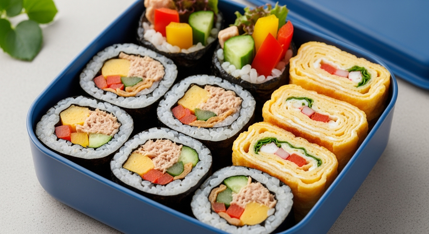 꼬마김밥의 간편함과 깔끔한 도시락 시각화