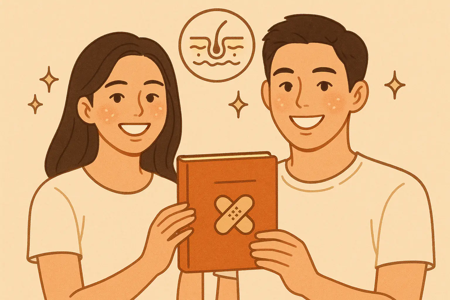 밝은 미소로 깨끗한 피부를 가진 남녀, 건강한 피부