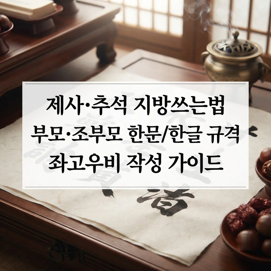 제사 추석 지방쓰는법 규격 및 한문 한글 작성 가이드