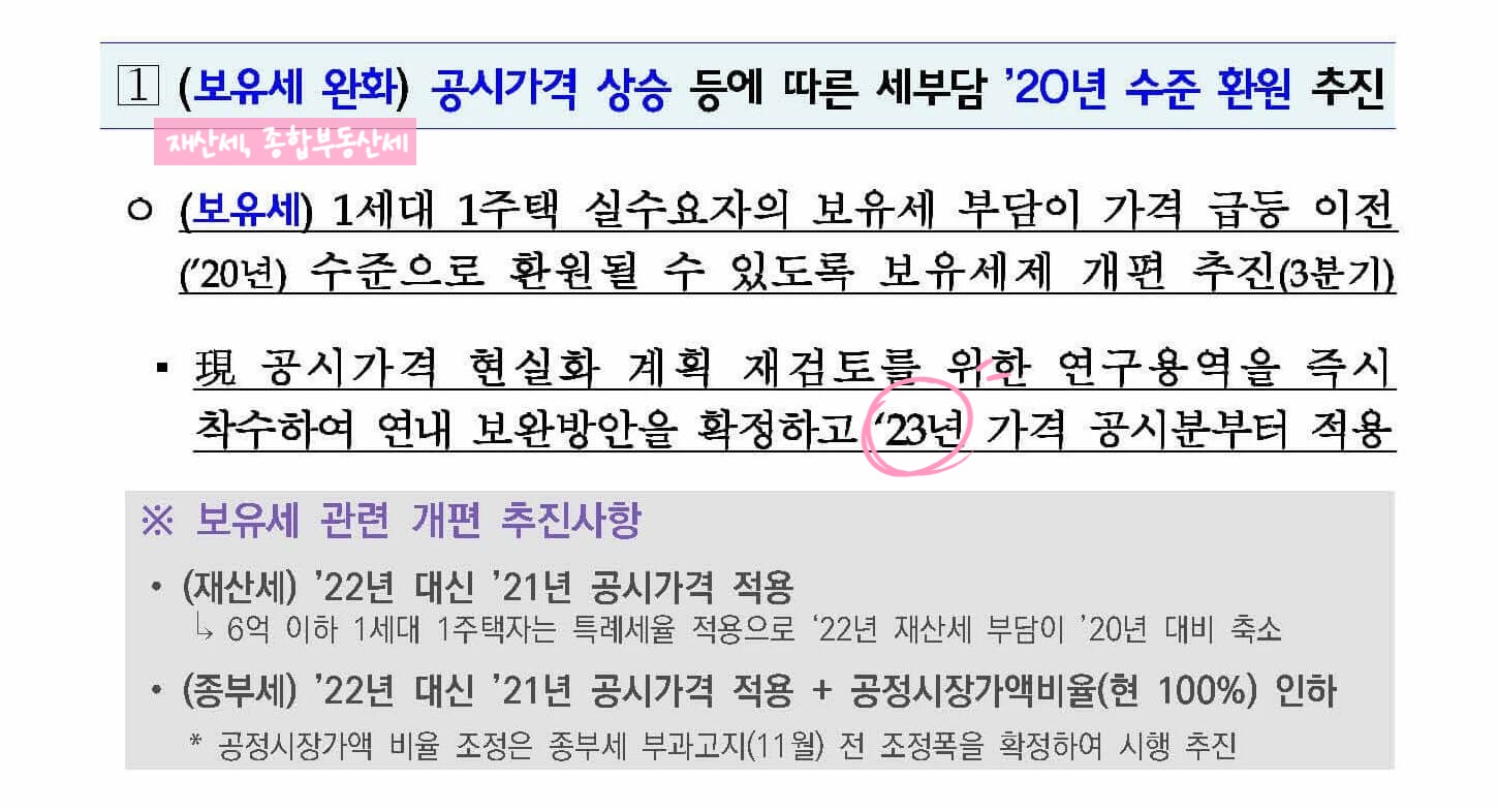 보도자료 보유세 완화